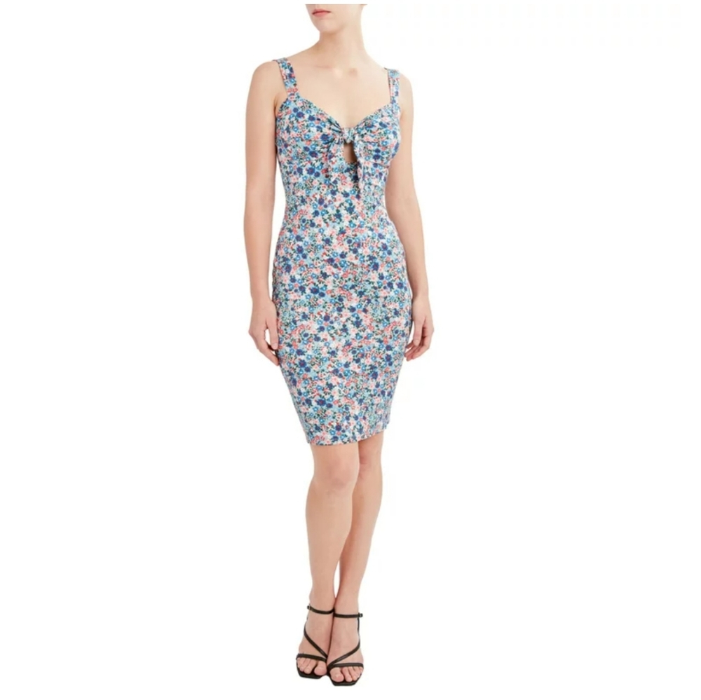 BCBG Paris Women's Cut Out Tie Rib Knit Midi Dress - Picture 2 of 3